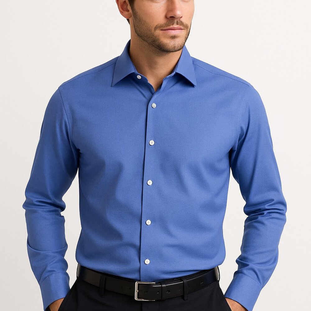 Fendi Men’s Blue Long Sleeve Dress Shirt – Size 16.5 (Large) – 100% Cotton